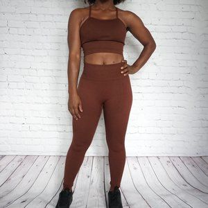Brown Seamless 2 Pc Yoga Set